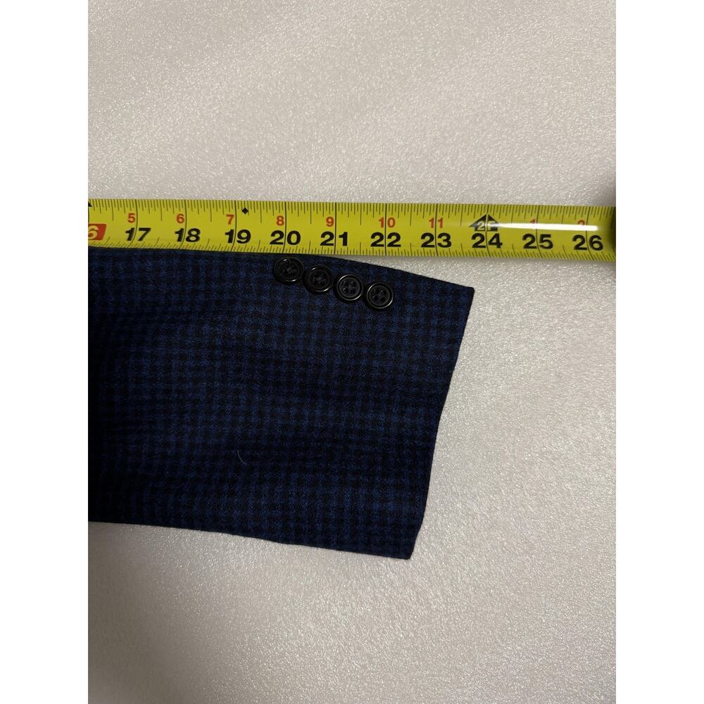 Bruno Magli Blazer Mens 36S Blue Wool Check Two Button Sport Coat Notch Lapel - Picture 13 of 16